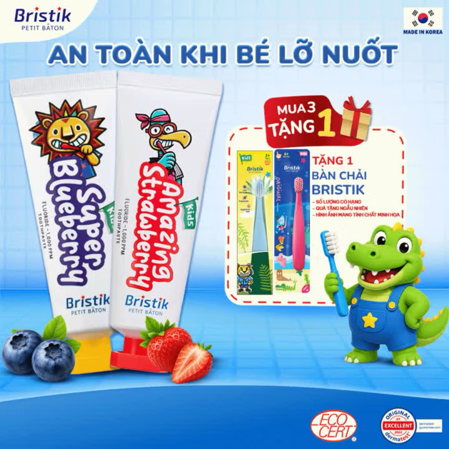 KEM ĐÁNH RĂNG FLOURIDE 1Y+ CHO BÉ ĐÃ BIẾT XÚC NHỔ
